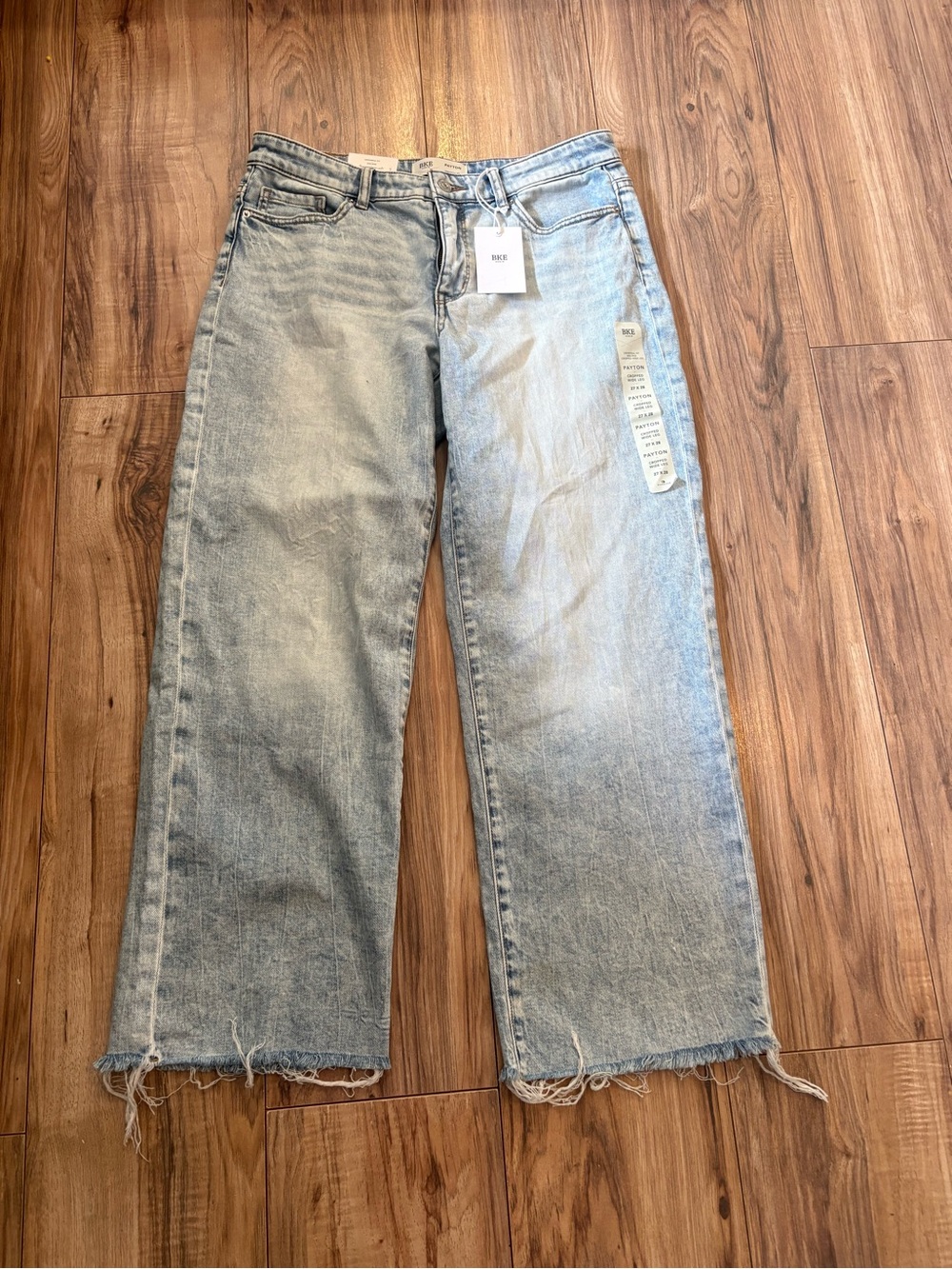 BKE Light Blue Wide Leg Jeans with Raw Hem